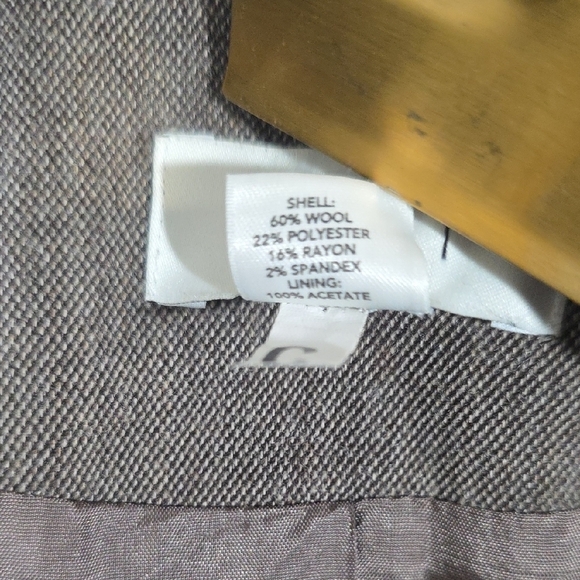 LOFT Brown Wool Blend Tailored Blazer Notched Lapels - Picture 3 of 6